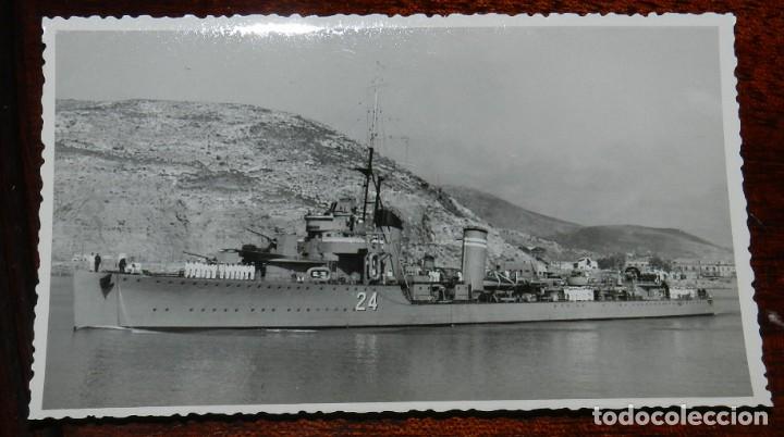 Militaria: FOTOGRAFIA DESTRUCTOR 24, CARTAGENA (MURCIA) A&Ntilde;OS 40, FOTOGRAFIA CASAU, TAMA&Ntilde;O POSTAL, CON SELLO EN