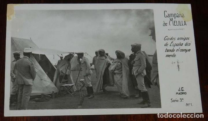 Militaria: POSTAL FOTOGRAFICA DE CAMPA&Ntilde;A MELILLA, J.C. MADRID, SERIE 3&ordf; N.1, CAIDES AMIGOS DE ESPA&Ntilde;A VISITANDO