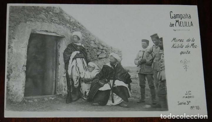 Militaria: POSTAL FOTOGRAFICA DE CAMPA&Ntilde;A MELILLA, J.C. MADRID, SERIE 3&ordf; N.10, MOROS DE LA KABILA DE MEZQUITA, N
