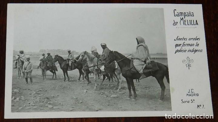 Militaria: POSTAL FOTOGRAFICA DE CAMPA&Ntilde;A MELILLA, J.C. MADRID, SERIE 5&ordf; N.7, JINETES ARABES QUE FORMAN LA POLIC