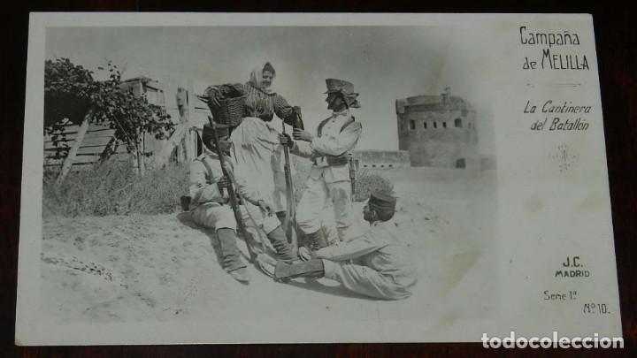 Militaria: POSTAL FOTOGRAFICA DE CAMPA&Ntilde;A MELILLA, J.C. MADRID, SERIE 1&ordf; N.10, LA CANTINERA DEL BATALLON, NO CIR