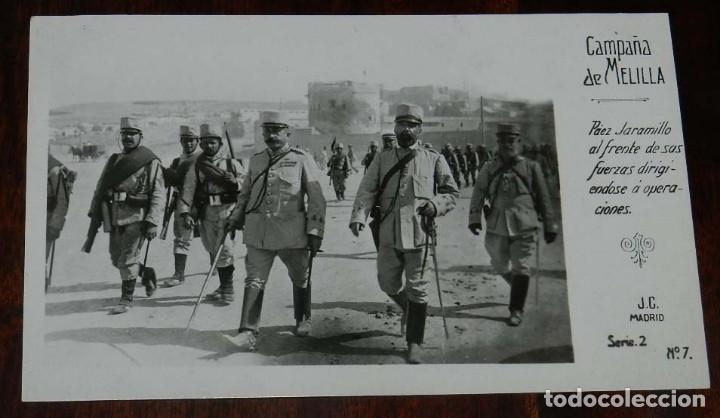 Militaria: POSTAL FOTOGRAFICA DE CAMPA&Ntilde;A MELILLA, J.C. MADRID, SERIE 2&ordf; N.7, PAEZ JARAMILLO AL FRENTE DE SUS FU