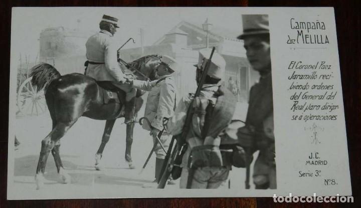 Militaria: POSTAL FOTOGRAFICA DE CAMPA&Ntilde;A MELILLA, J.C. MADRID, SERIE 3&ordf; N. 8, EL CORONEL PAEZ JARAMILLO RECIBIE