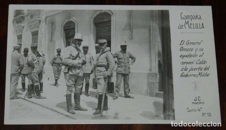 Military Antiques: POSTAL FOTOGRAFICA DE CAMPA&Ntilde;A MELILLA, J.C. MADRID, SERIE 4&ordf; N. 10, EL GENERAL OROZCO Y SU AYUDANTE