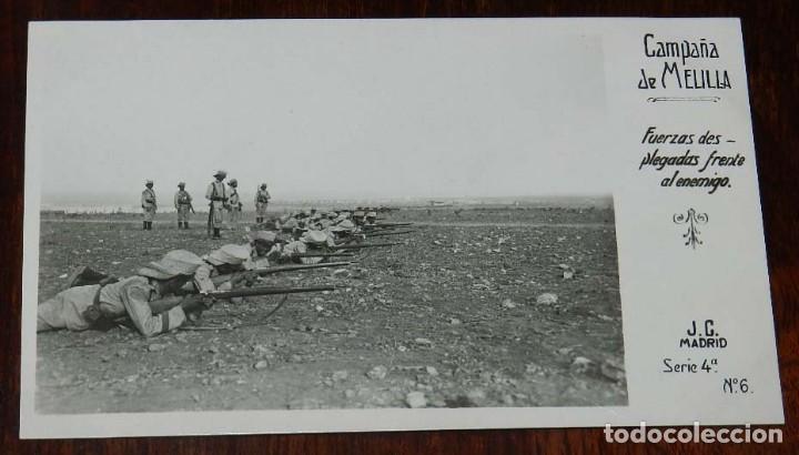 Militaria: POSTAL FOTOGRAFICA DE CAMPA&Ntilde;A MELILLA, J.C. MADRID, SERIE 4&ordf; N. 6, FUERZAS DESPLEGADAS FRENTE AL ENE