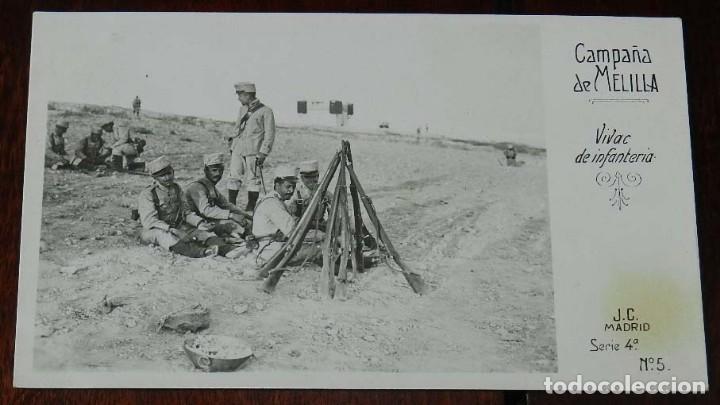 Militaria: POSTAL FOTOGRAFICA DE CAMPA&Ntilde;A MELILLA, J.C. MADRID, SERIE 4&ordf; N. 5, VIVAC DE INFANTERIA, NO CIRCULADA