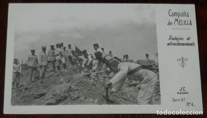 Militaria: POSTAL FOTOGRAFICA DE CAMPA&Ntilde;A MELILLA, J.C. MADRID, SERIE 5&ordf; N. 4, TRABAJOS DE ATRINCHERAMIENTO, NO