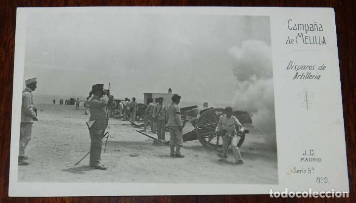 Militaria: POSTAL FOTOGRAFICA DE CAMPA&Ntilde;A MELILLA, J.C. MADRID, SERIE 5&ordf; N. 9, DISPAROS DE ARTILLERIA, NO CIRCUL