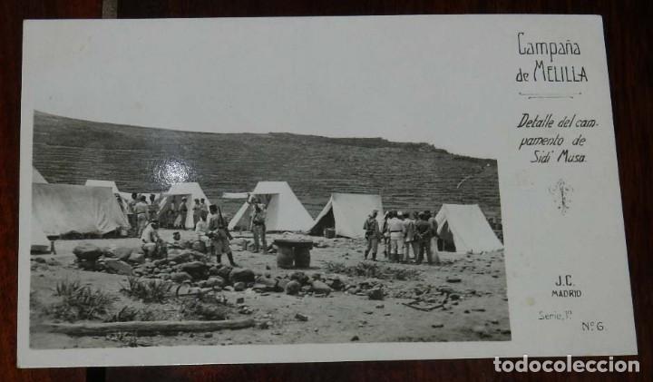 Militaria: POSTAL FOTOGRAFICA DE CAMPA&Ntilde;A MELILLA, J.C. MADRID, SERIE 1&ordf; N. 6, DETALLE DEL CAMPAMENTO DE SIDI MU