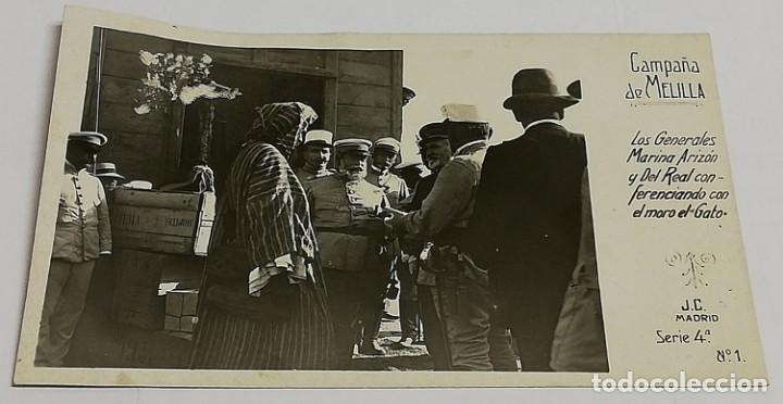 Militaria: POSTAL FOTOGRAFICA DE CAMPA&Ntilde;A MELILLA, J.C. MADRID, SERIE 4&ordf; N. 1, LOS GENERALES MARINA ARIZON Y DEL