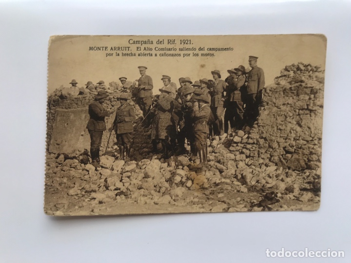 Militaria: CAMPA&Ntilde;A DEL RIF. 1921, Postal Animada MONTE ARRUIT. El Alto Comisario saliendo del Campamento