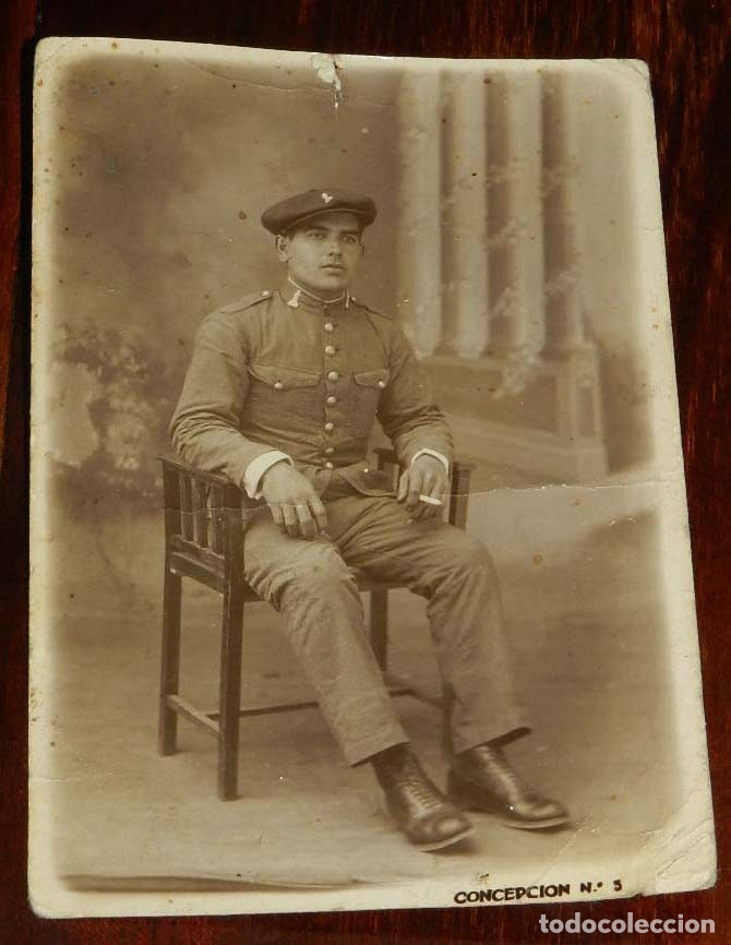 Militaria: ANTIGUA FOTOGRAFIA DE MILITAR FERROVARIO FOGONERO DEL CUERPO DE INGENIEROS, CON DESTINO EN LA  ESTAC