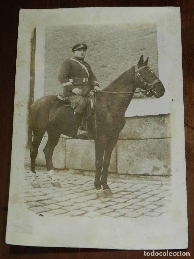 Military Antiques: ANTIGUA FOTOGRAFIA DE SARGENTO DEL CUERPO DE INGENIEROS, A CABALLO, TAL COMO SE VE, TAMA&Ntilde;O POSTAL.