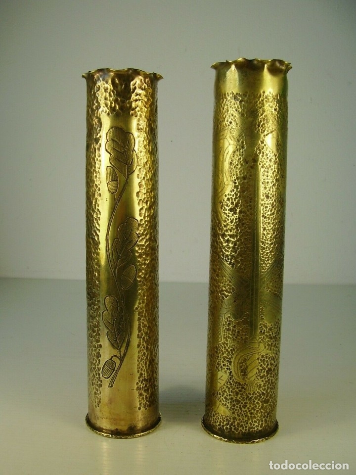 Military Antiques: Pareja de casquillos de artiller&iacute;a