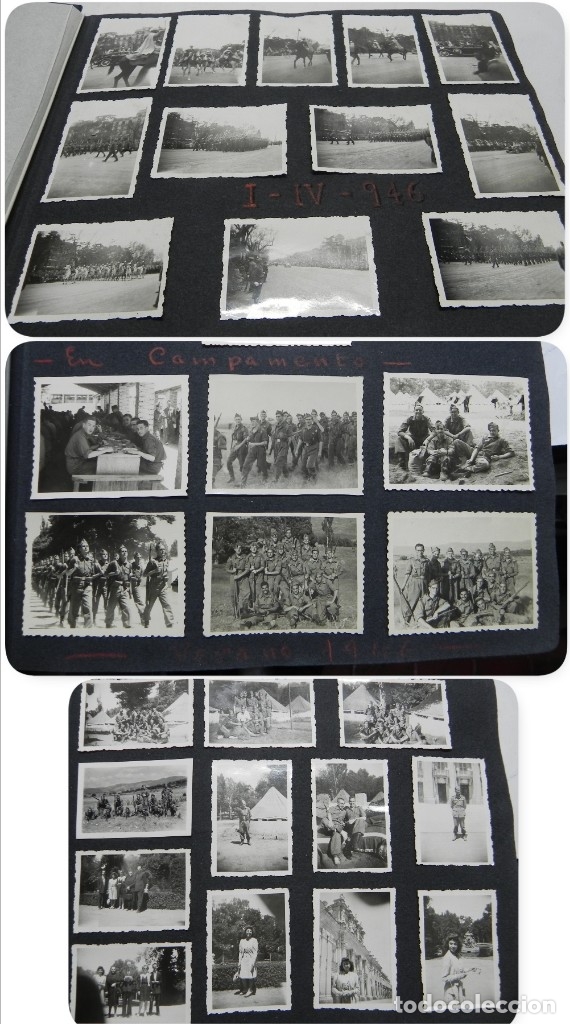 Militaria: ALBUM FOTOGRAFICO DEL DESFILE DE LA VICTORIA DE 1946, GUARDIA MORA DE FRANCO, CAMPAMENTO DE MILICIAS