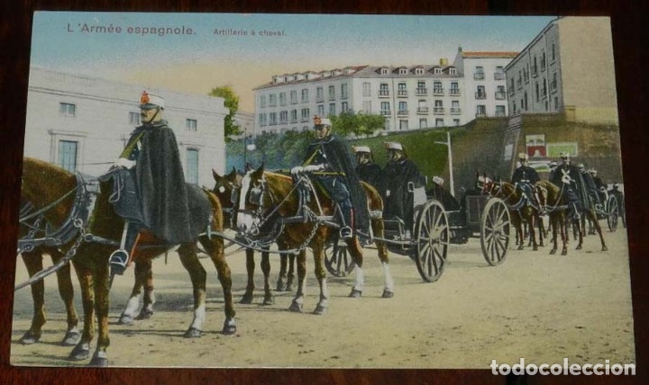 Militaria: ANTIGUA POSTAL FOTOGRAFICA COLOREADA. L'ARMEE ESPAGNOLE - ARTILLERIE A CHEVAL. N. 12159, NO CIRCULAD