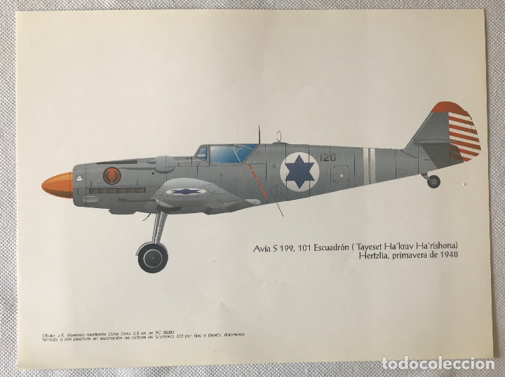 Militaria: DIBUJO AVIA S 199, 101 ESCUADRON (PRIMAVERA DE 1948)