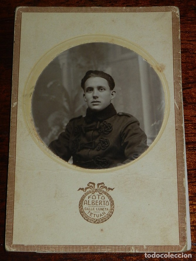 Military Antiques: ANTIGUA FOTOGRAF&Iacute;A MILITAR CON CHAQUETA DE ASTRAC&Aacute;N TIPO H&Uacute;SAR. FOTO ALBERTO. ESCRITA EN TETUAN 1925