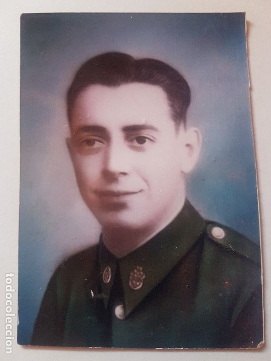 Militaria: Antiguo retrato fotografia coloreada Sr. de uniforme,en papel fujifilm crystal de 10 x 7
