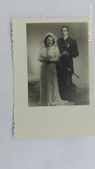 Military Antiques: AVIACI&Oacute;N: FOTO DE BODA DE TENIENTE VETERANO GUERRA CIVIL, CON DAGA