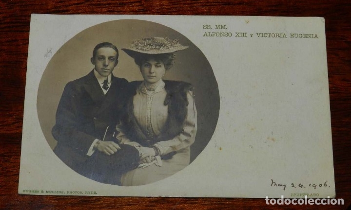 Militaria: FOTO POSTAL DEL REY ALFONSO XIII Y VICTORIA EUGENIA, RECUERDO DEL NATALICIO, ED. MP MADRID.CIRCULADA