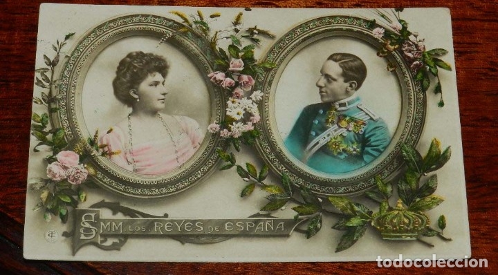 Militaria: FOTO POSTAL DEL REY ALFONSO XIII Y VICTORIA EUGENIA, RECUERDO DEL NATALICIO, ED. MP MADRID.CIRCULADA