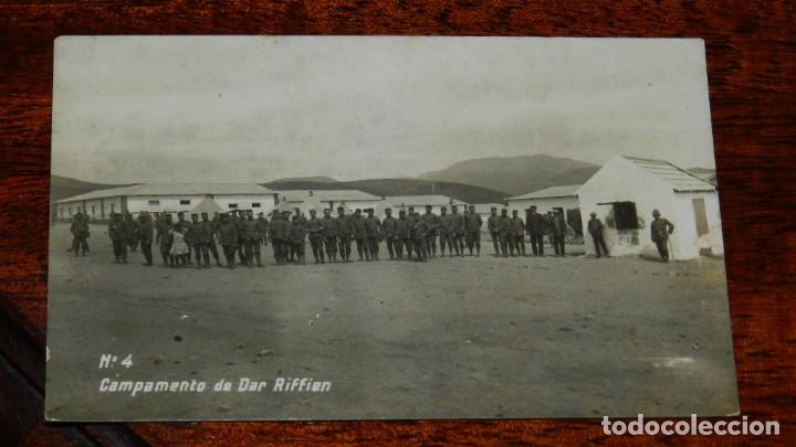 Militaria: FOTO POSTAL DEL CAMPAMENTO DE DAR RIFFIEN, N&ordm; 4, GUERRA DEL RIF, MARRUECOS, ESCRITA EN 1916 DESDE DA