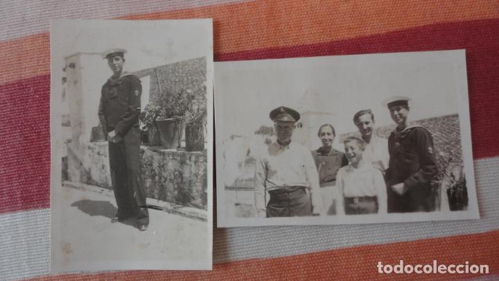 Militaria: DOS ANTIGUAS FOTOGRAFIAS.MILITAR DE MARINA CON FAMILIA. EPOCA FRANCO.