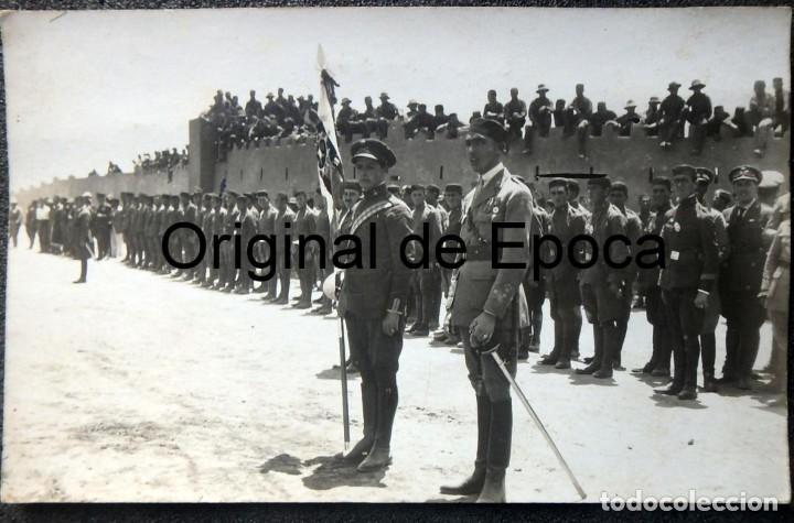 Militaria: (JX-200281)Fotograf&iacute;a de Oficiales y soldados en formaci&oacute;n Dar Druis ? 29 del 6 de 1928,Campa&ntilde;a RIF