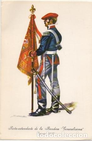 Militaria: LAMINA DE UNIFORMES MILITARES. PORTAESTANDARTE DE LA BANDERA -GENERALISIMO- ESAPA&Ntilde;A 1837 LAMUNI-001