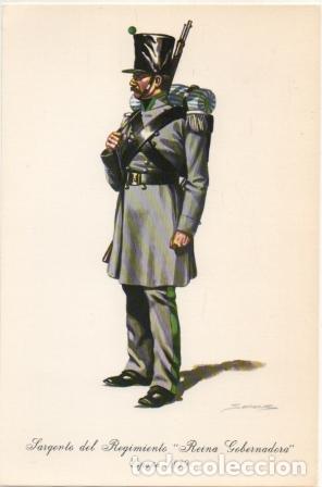Militaria: LAMINA DE UNIFORMES MILITARES. SARGENTO DEL RGTO. -REINA GOBERNADORA- ESPA&Ntilde;A 1839 LAMUNI-002