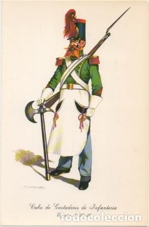 Militaria: LAMINA DE UNIFORMES MILITARES. CABO DE GASTADORES DE INFANTERIA. ESPA&Ntilde;A 1840-46 LAMUNI-003