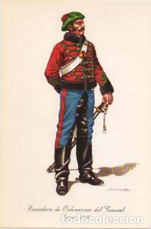 Militaria: LAMINA DE UNIFORMES MILITARES. ESCUADRON ORDENANZAS DEL GENERAL. ESAPA&Ntilde;A 1846 LAMUNI-005