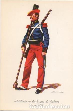 Militaria: LAMINA DE UNIFORMES MILITARES. ARTILLERIA DE LAS TROPAS DE CABRERA. ESPA&Ntilde;A 1847 LAMUNI-008