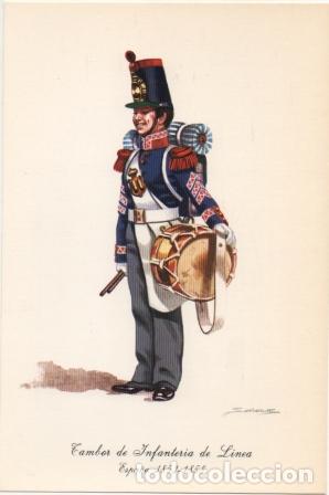 Militaria: LAMINA DE UNIFORMES MILITARES. TAMBOR DE INFANTERIA DE LINEA. ESPA&Ntilde;A 1851-58 LAMUNI-010