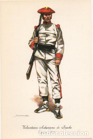 Militaria: LAMINA DE UNIFORMES MILITARES. VOLUNTARIO ASTURIANO DE IRACHE. ESPA&Ntilde;A 1874  LAMUNI-020