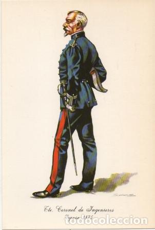 Militaria: LAMINA DE UNIFORMES MILITARES. TTE. CORONEL DE INGENIEROS. ESPA&Ntilde;A 1875   LAMUNI-025