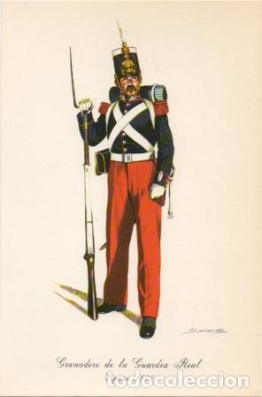 Militaria: LAMINA DE UNIFORMES MILITARES. GRANADERO GUARDIA REAL. ESPA&Ntilde;A 1834  LAMUNI-032