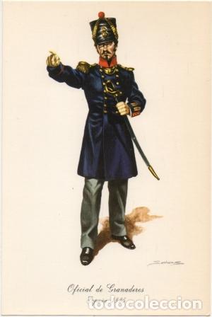 Militaria: LAMINA DE UNIFORMES MILITARES. OFICIAL DE GRANADEROS. ESPA&Ntilde;A 1835   LAMUNI-033