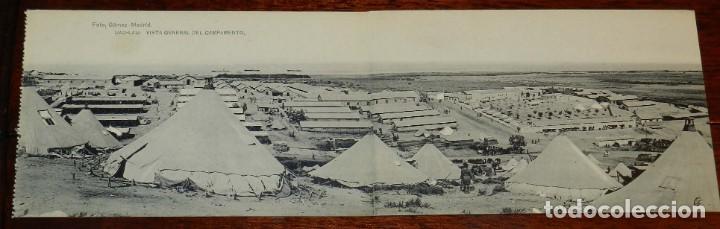 Military Antiques: ANTIGUA POSTAL DOBLE DE LA GUERRA DEL RIF (MARRUECOS) . UAD LAU, VISTA GENERAL DEL CAMPAMENTO, FOTO