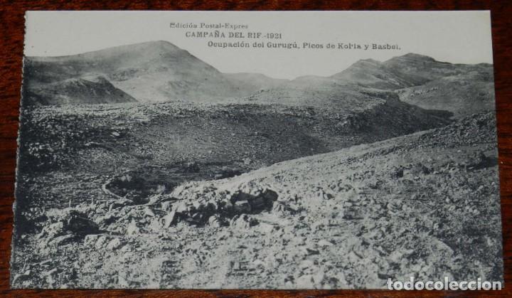 Militaria: POSTAL DE LA CAMPA&Ntilde;A DEL RIF. 1921. OCUPACION DEL GURUGU, PICOS DE KOL&acute;LA Y BASBEL. Edici&oacute;n Postal E
