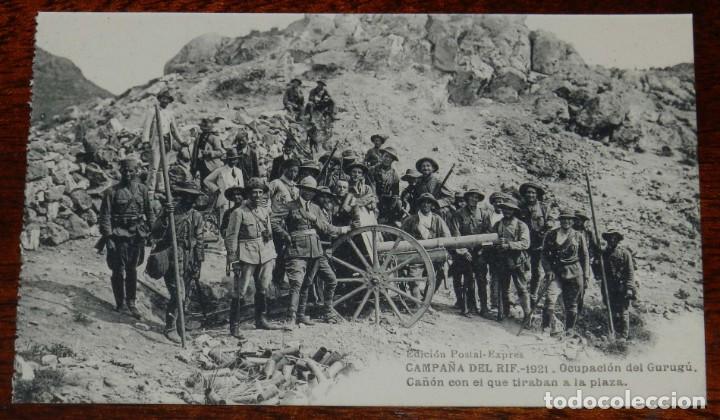 Military Antiques: POSTAL DE LA CAMPA&Ntilde;A DEL RIF. 1921. OCUPACION DEL GURUGU. CA&Ntilde;ON CON EL QUE TIRABAN A LA PLAZA. Edici