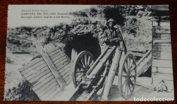 Military Antiques: POSTAL DE LA CAMPA&Ntilde;A DEL RIF. 1921. OCUPACION DEL GURUGU. CA&Ntilde;ON COGIDO A LOS MOROS. Edici&oacute;n Postal E