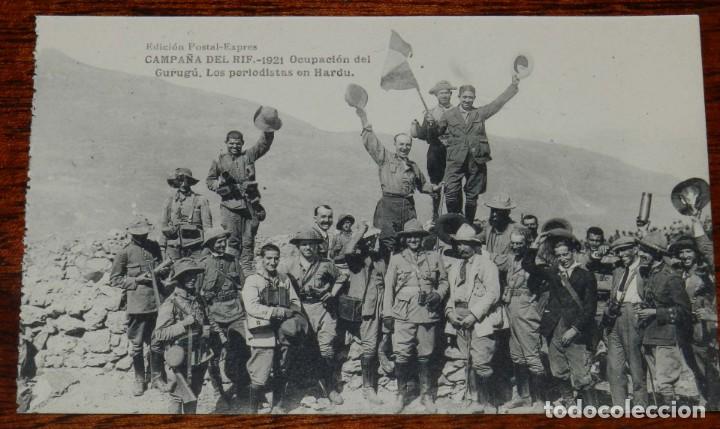 Military Antiques: POSTAL DE LA CAMPA&Ntilde;A DEL RIF. 1921. OCUPACION DEL GURUGU. LOS PERIODISTAS EN HARDU. Edici&oacute;n Postal E