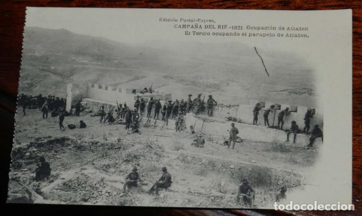 Military Antiques: POSTAL DE LA CAMPA&Ntilde;A DEL RIF. OCUPACI&Oacute;N DE ATLATEN. EL TERCIO OCUPANDO EL PARAPETO. ED. POSTAL EXPRE