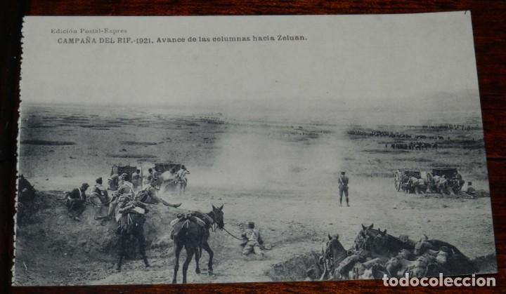 Military Antiques: POSTAL DE LA CAMPA&Ntilde;A DEL RIF. 1921. AVANCE DE LAS COLUMNAS HACIA ZELUAN. ED. POSTAL EXPRES. FOTOTIPI