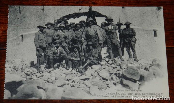 Military Antiques: POSTAL DE LA CAMPA&Ntilde;A DEL RIF. 1921. COMANDANTE Y OFICIALES DEL TERCIO EN EL FORTIN DE BUGEN ZEIN. ED