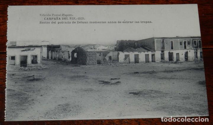 Military Antiques: POSTAL DE LA CAMPA&Ntilde;A DEL RIF. 1921. RESTOS DEL POBLADO DE ZELUAN, MOMENTOS ANTES DE ENTRAR LAS TROPA