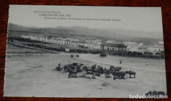 Military Antiques: POSTAL DE LA CAMPA&Ntilde;A DEL RIF. 1921. RESTOS DEL POBLADO DE ZELUAN AL OCUPARLO NUESTRAS TROPAS. ED. PO