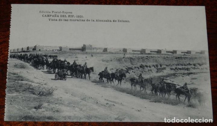 Military Antiques: POSTAL DE LA CAMPA&Ntilde;A DEL RIF. 1921. SOLDADOS TIROTEANDO AL ENEMIGO DESDE LA MURALLA DE LA ALCAZABA D